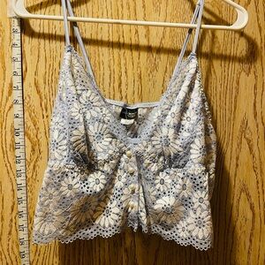 Sexy blue floral chop top